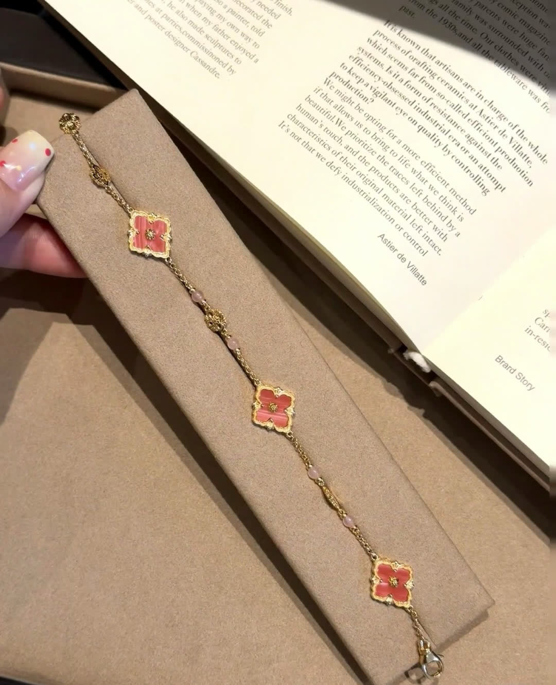 Buccellati Van Cleef & Arpels Alhambra Pink Enamel Bracelet